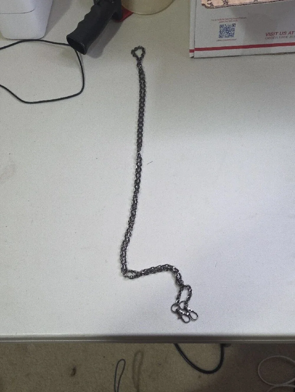 Gun Metal Chain Strap with Dual Clips